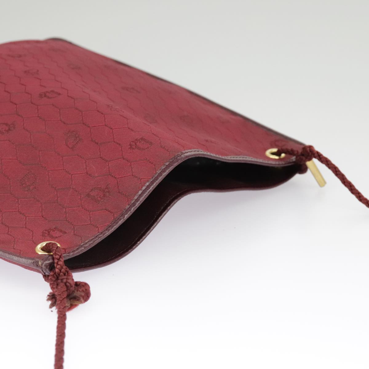 Christian Dior Honeycomb Canvas Shoulder Bag Red Gold Auth 100345