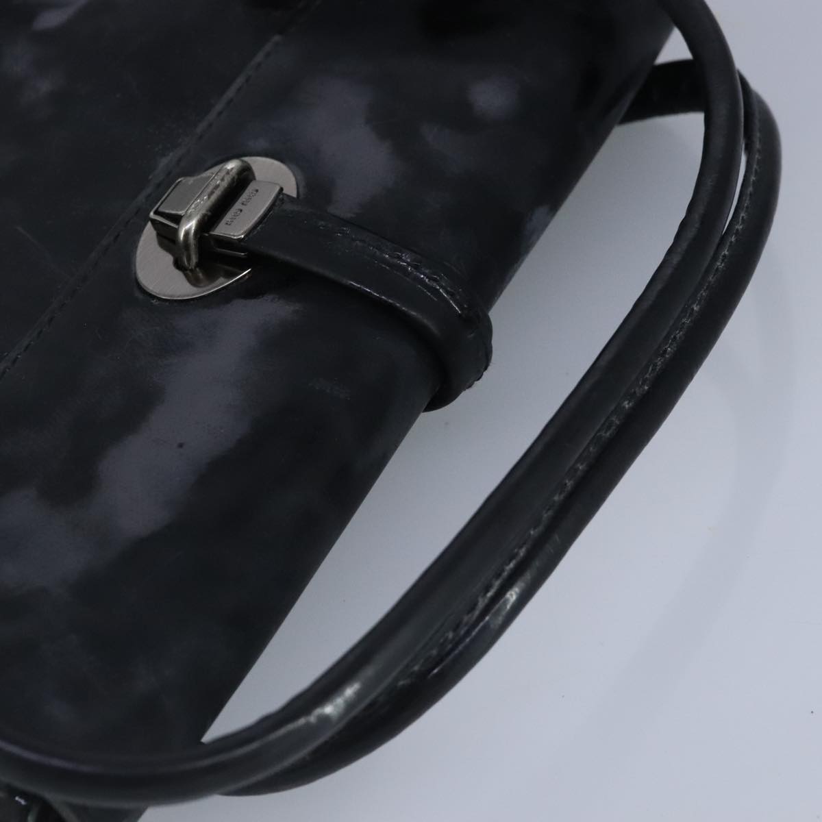 Miu Miu Hand Bag Leather Black Silver Auth 100389
