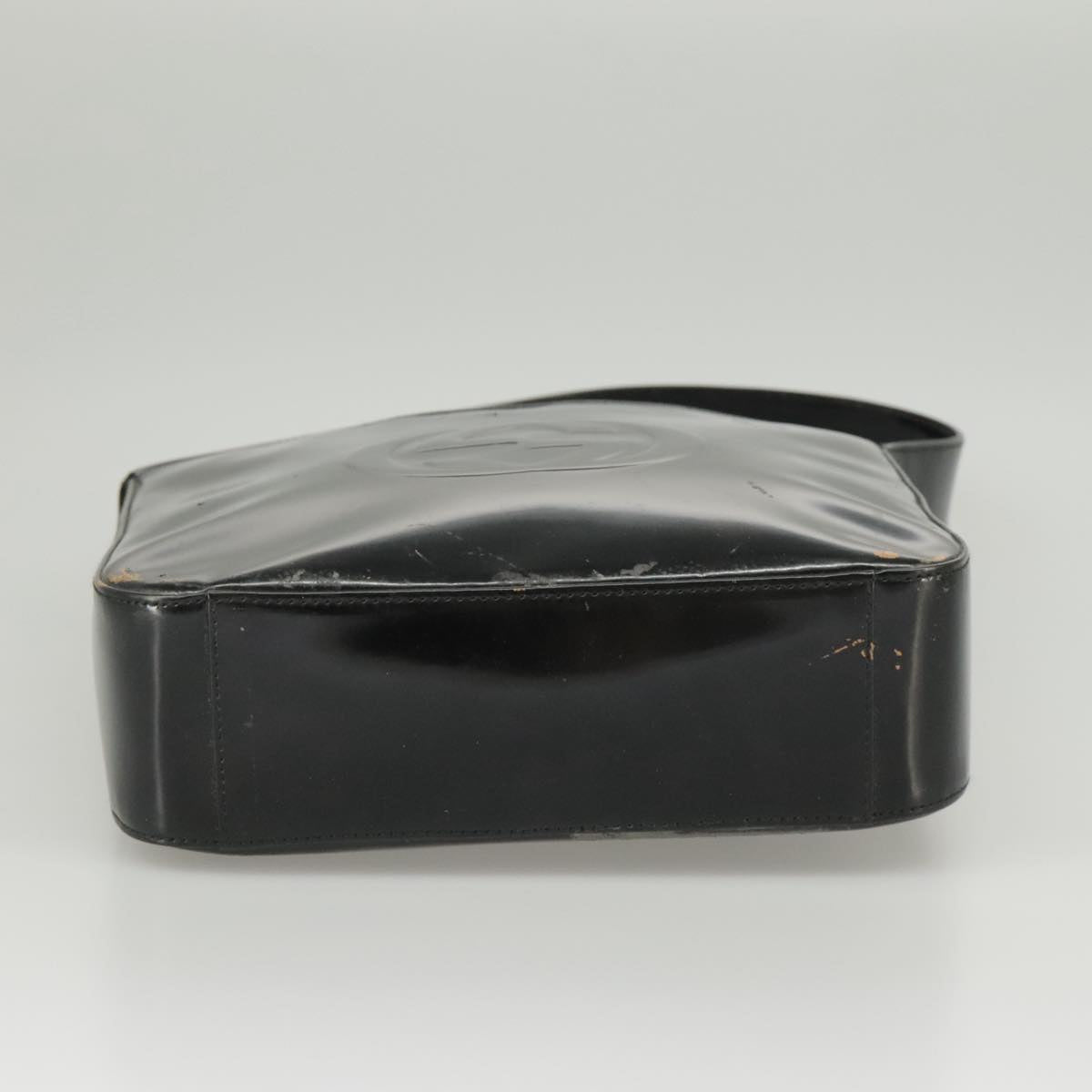 GUCCI Shoulder Bag Enamel Black Silver 000 0506 Auth 100397