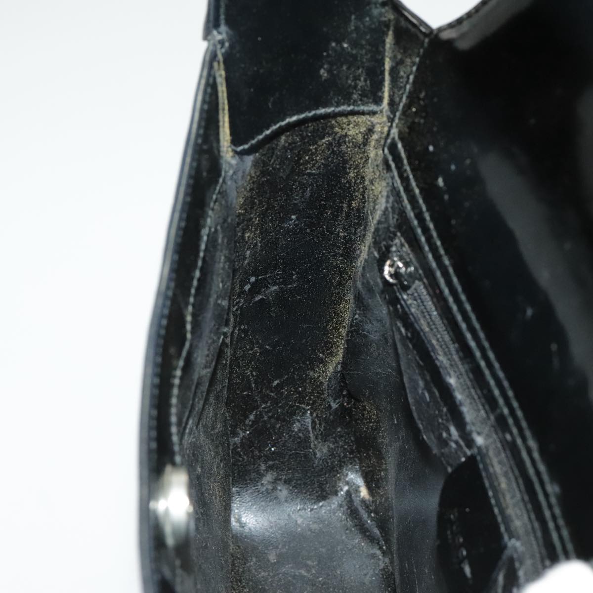 GUCCI Shoulder Bag Enamel Black Silver 000 0506 Auth 100397