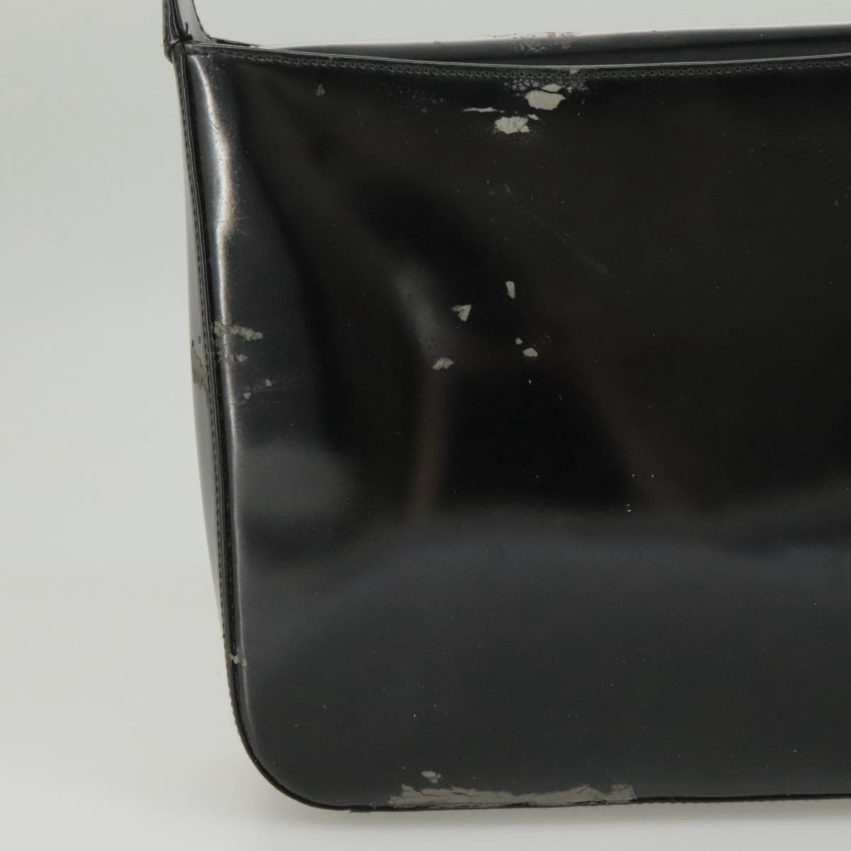 GUCCI Shoulder Bag Enamel Black Silver 000 0506 Auth 100397