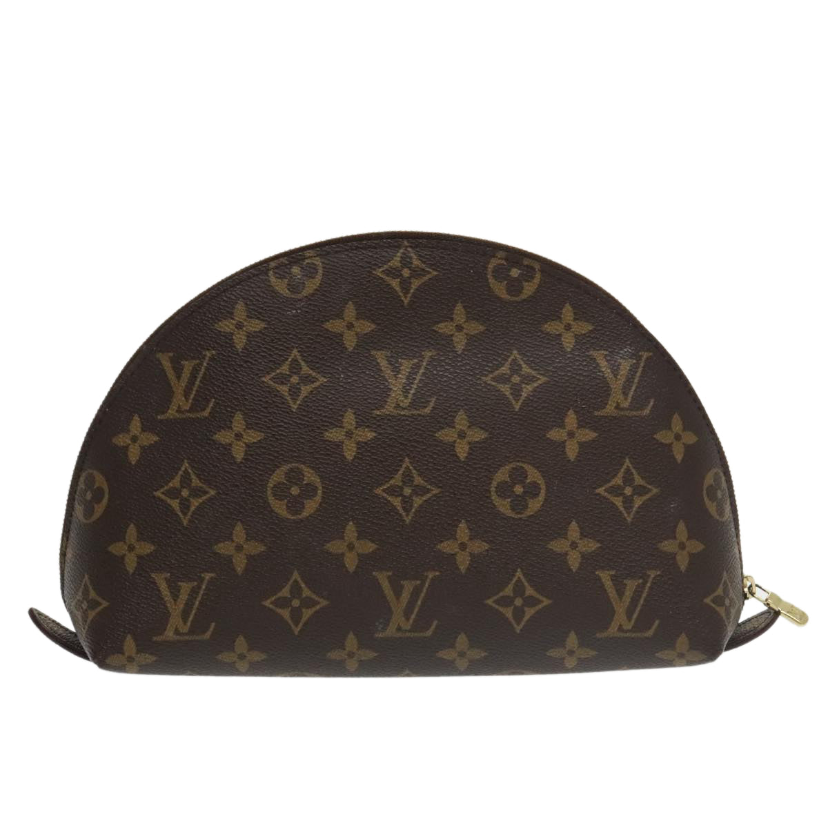 LOUIS VUITTON Monogram Trousse Demi Ronde Cosmetic Pouch M47520 LV Auth 100585