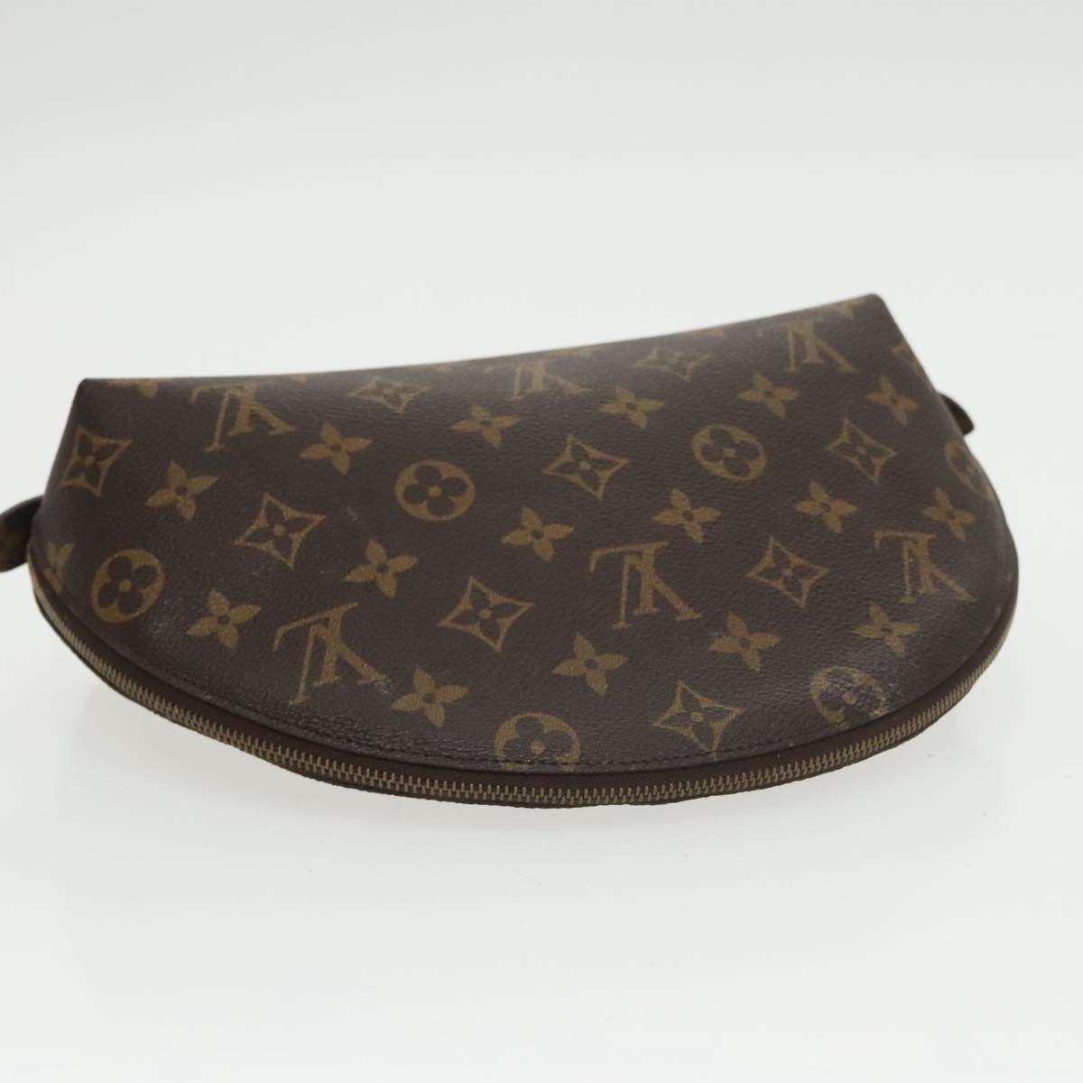 LOUIS VUITTON Monogram Trousse Demi Ronde Cosmetic Pouch M47520 LV Auth 100605