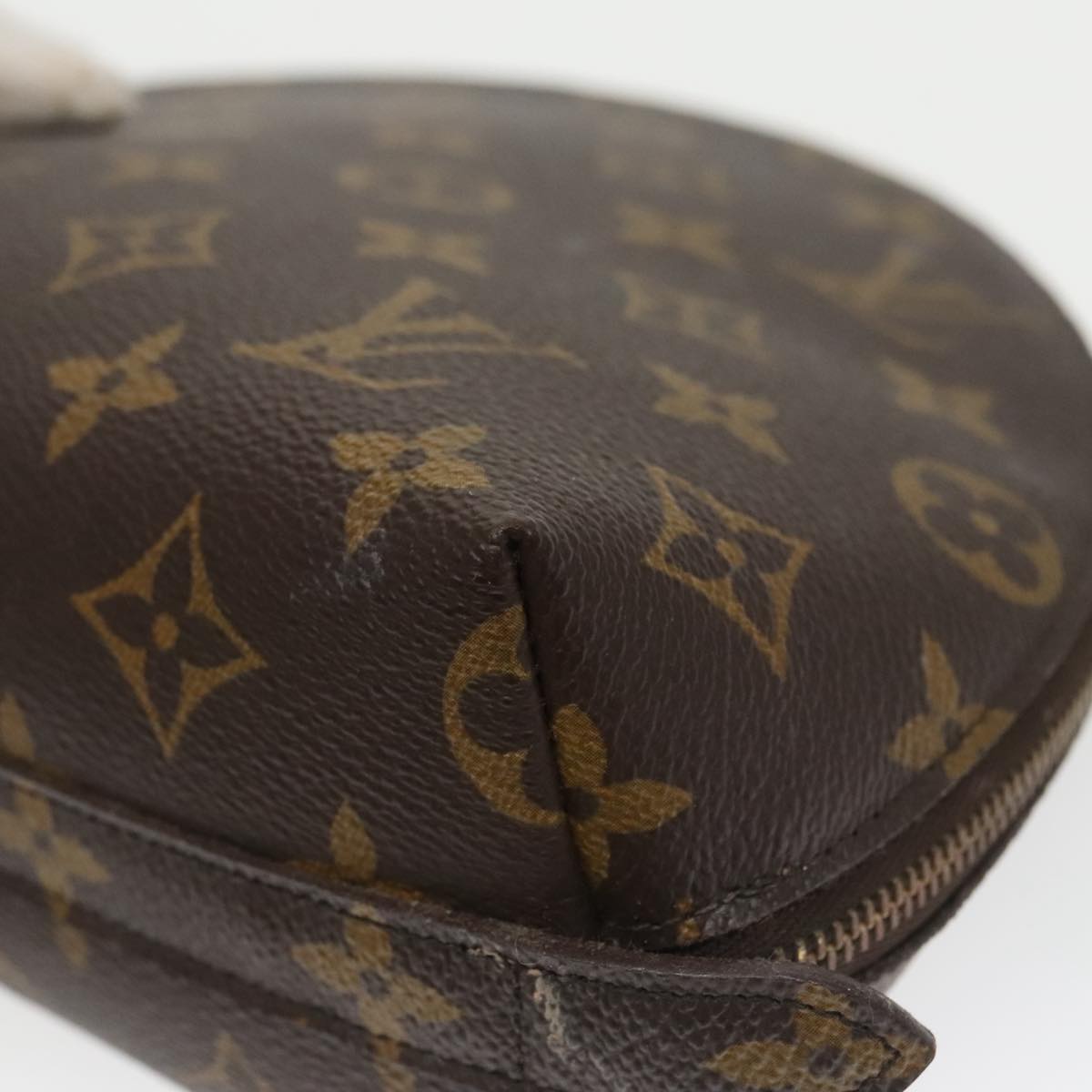 LOUIS VUITTON Monogram Trousse Demi Ronde Cosmetic Pouch M47520 LV Auth 100605