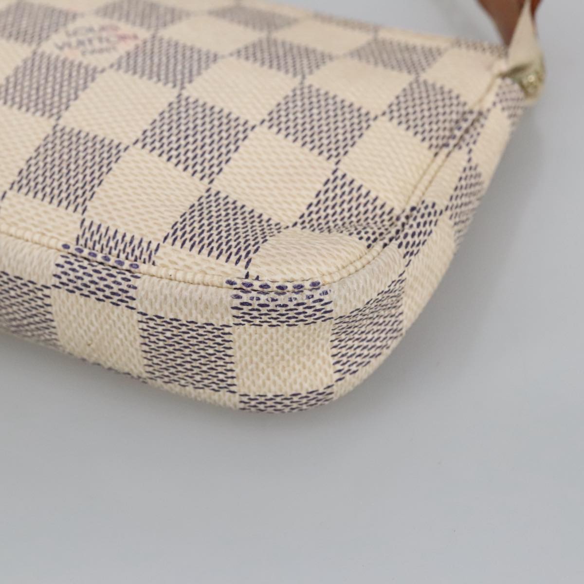 LOUIS VUITTON Damier Azur Mini Pochette Accessoires Pouch N63005 LV Auth 100620