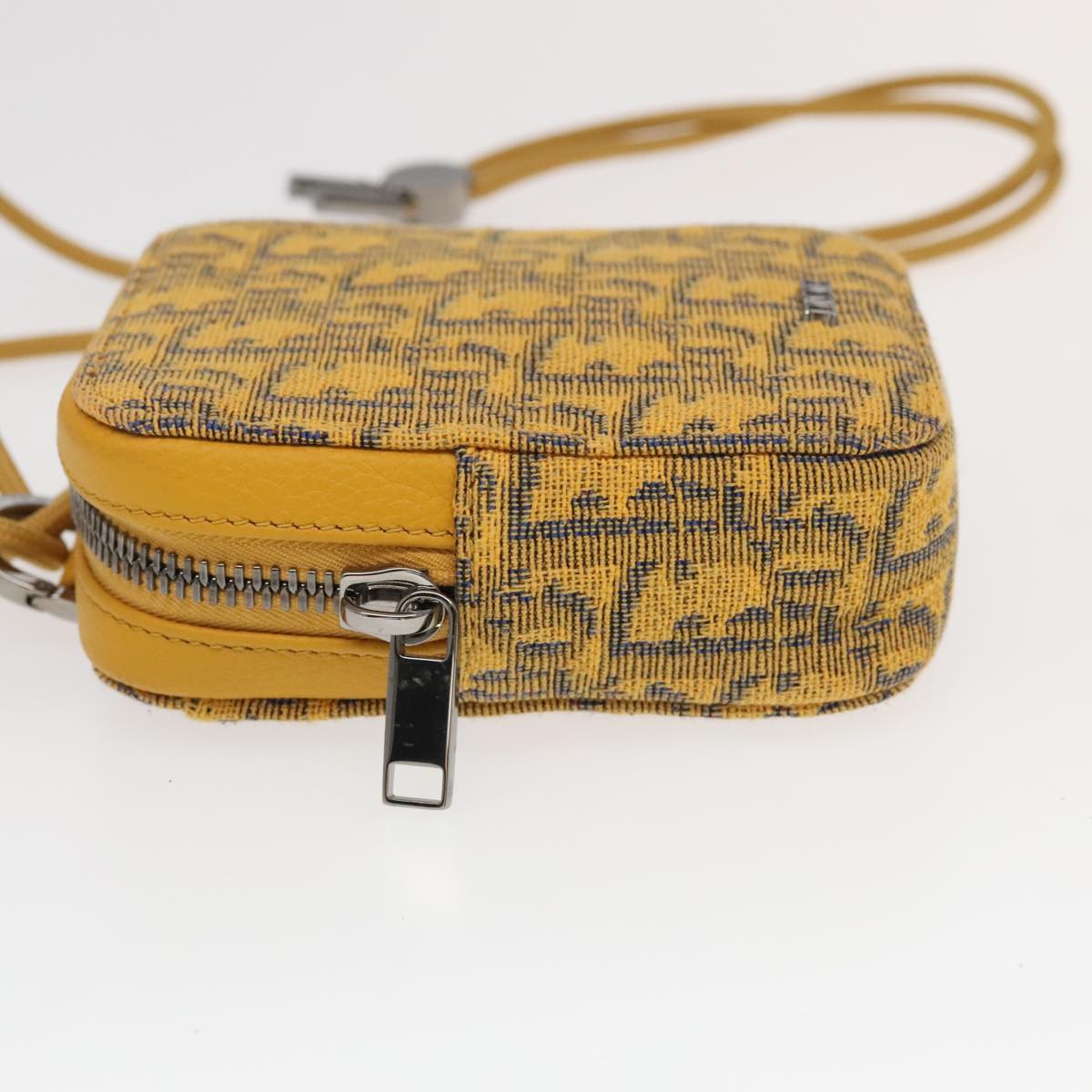 Christian Dior Trotter Canvas Shoulder Bag Yellow Silver Auth 100623