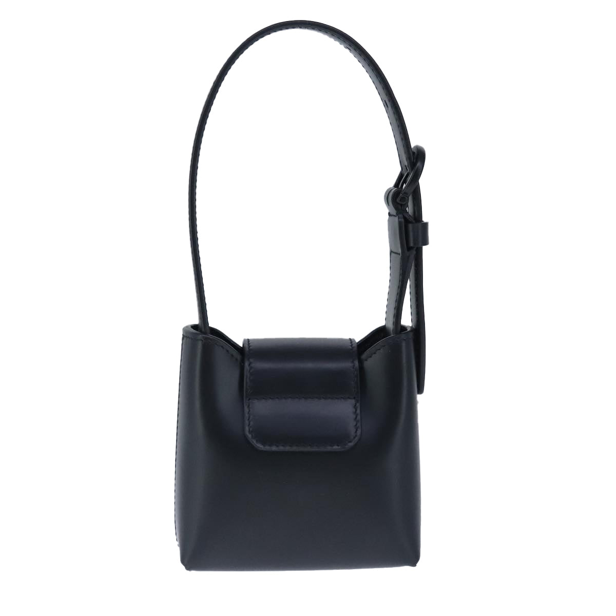 Salvatore Ferragamo Gancini Hand Bag Leather Black Auth 100624V