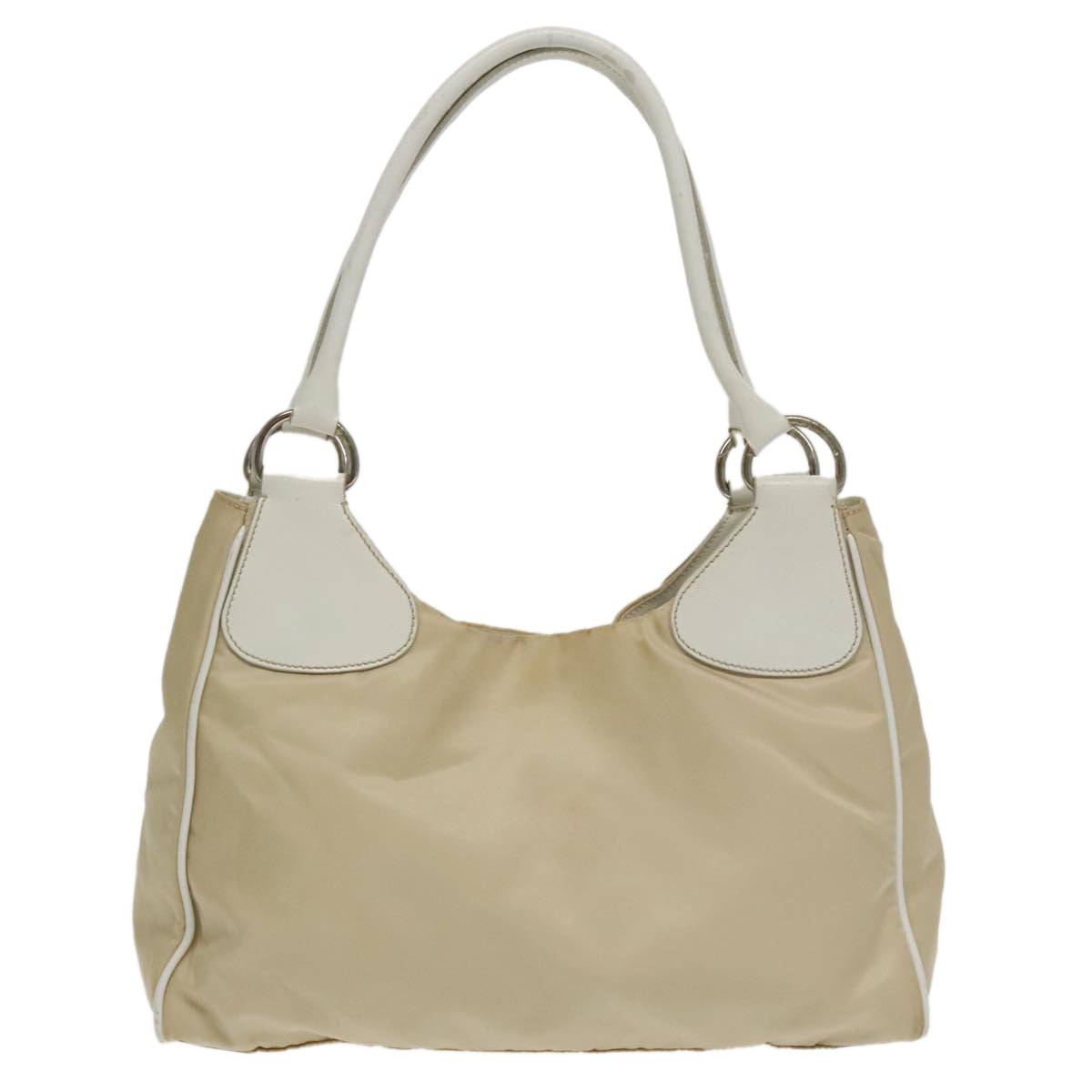 PRADA Shoulder Bag Nylon Beige Auth 100643