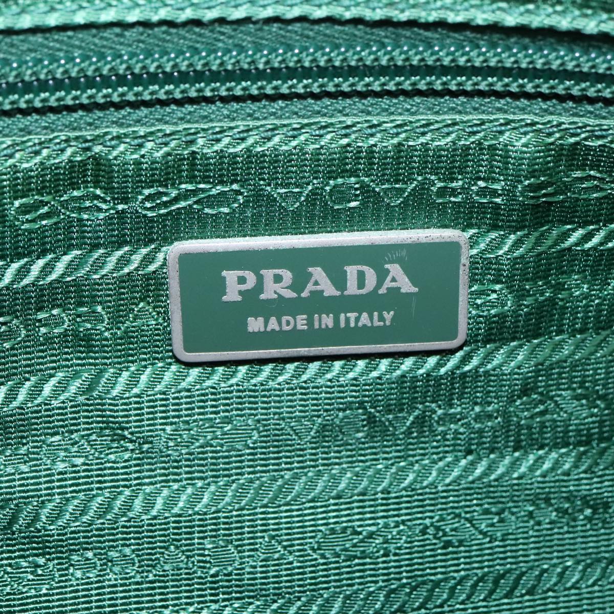 PRADA Shoulder Bag Nylon Green Silver Auth 100663