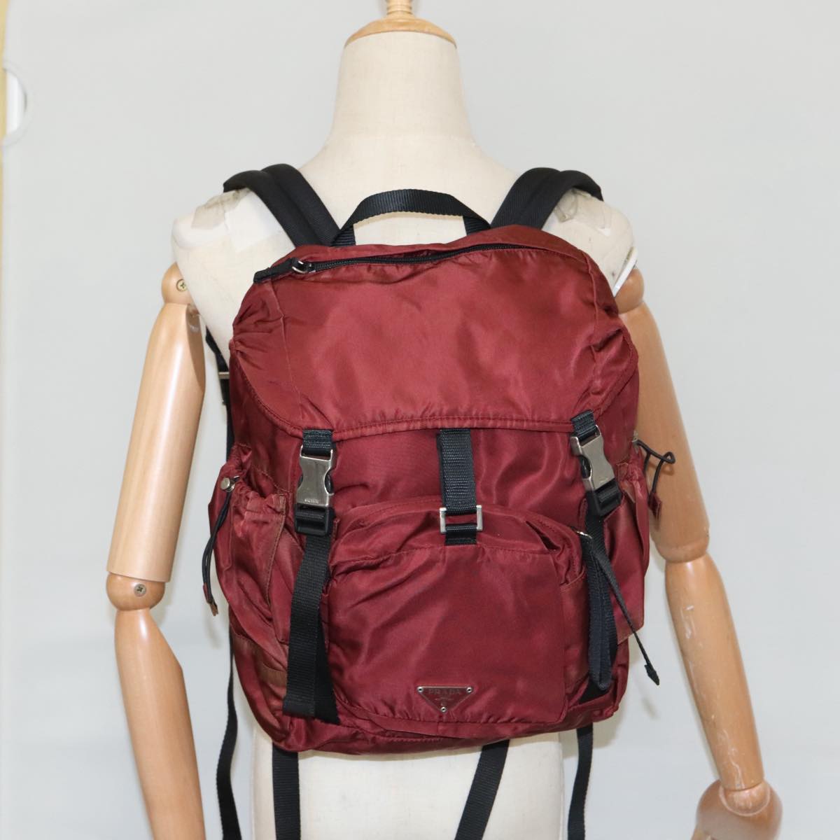 PRADA Backpack Nylon Red Auth 100680