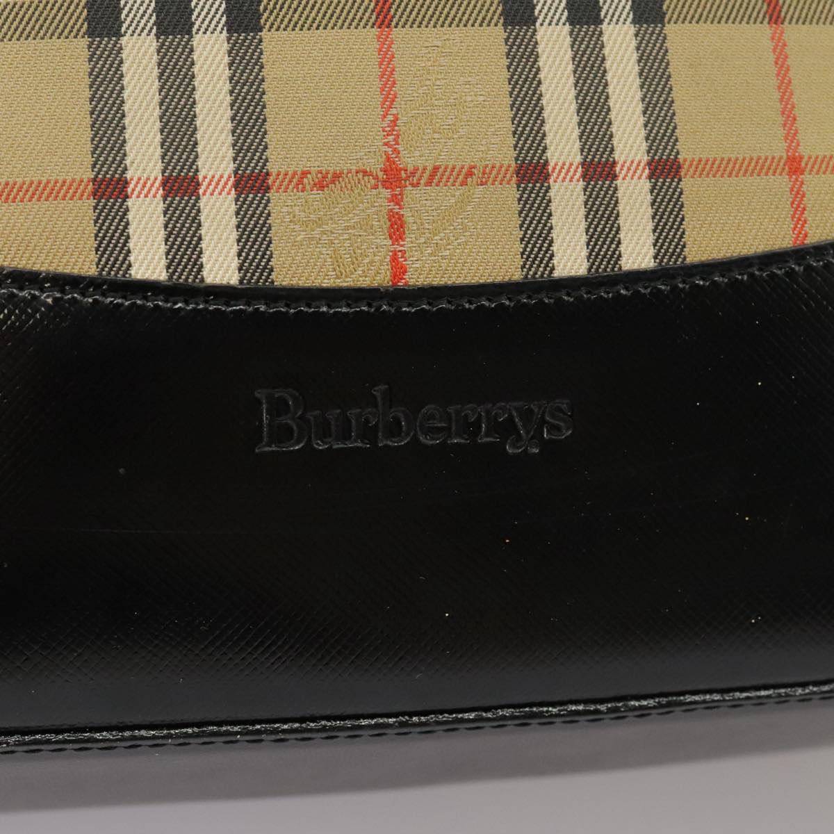 Burberrys Nova Check Tote Bag Canvas Leather Beige Black Gold Auth 100681