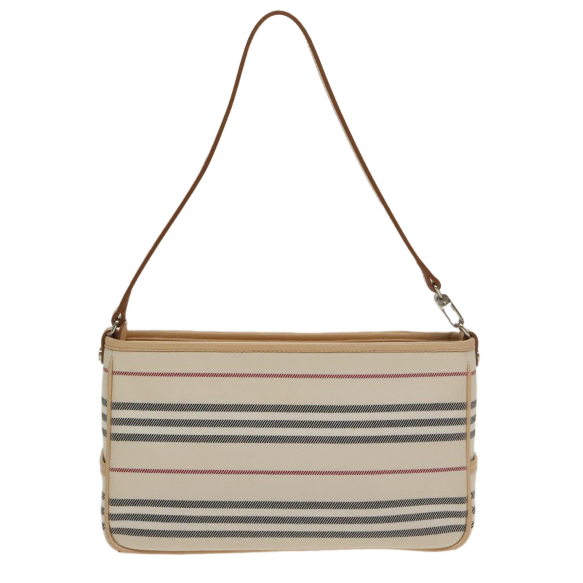 BURBERRY Nova Check Shoulder Bag Canvas Leather Beige White Auth 100698