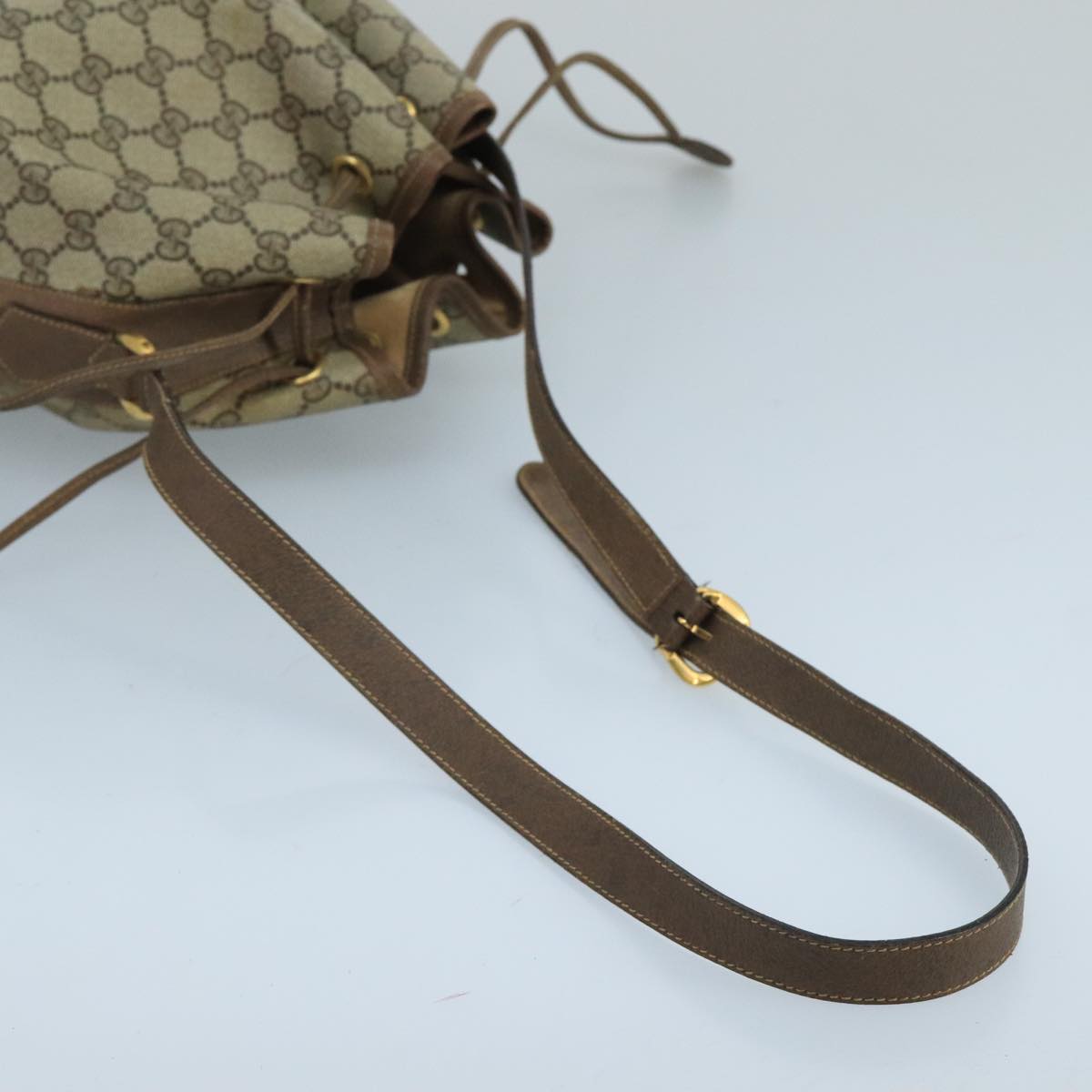 GUCCI GG Supreme Web Sherry Line Shoulder Bag PVC Beige 001 084 0850 Auth 100711