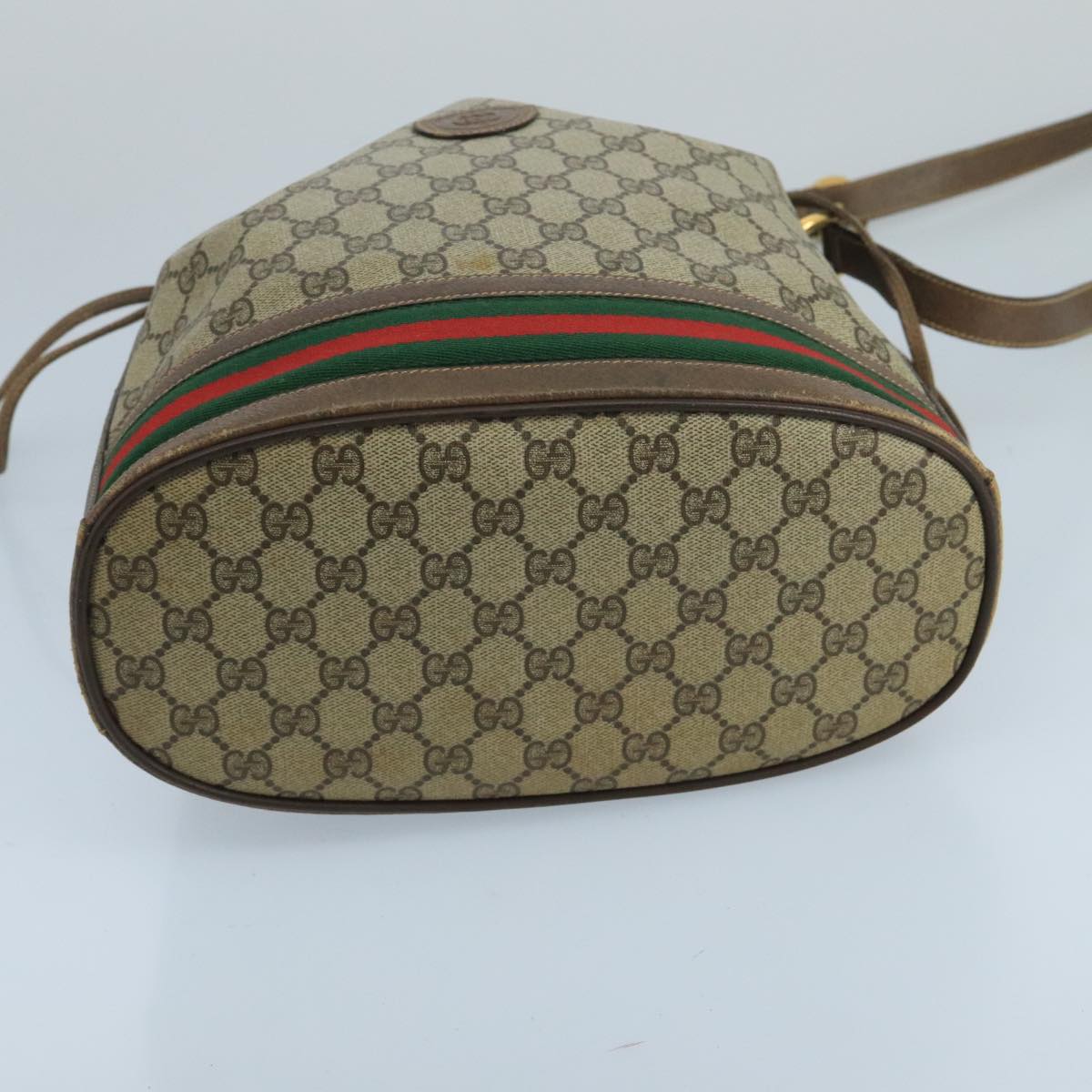 GUCCI GG Supreme Web Sherry Line Shoulder Bag PVC Beige 001 084 0850 Auth 100711