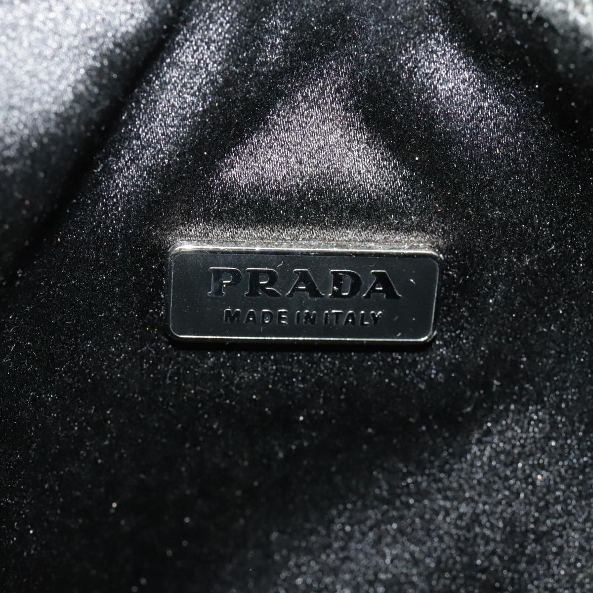 PRADA Chain Shoulder Bag Satin Black Auth 100713