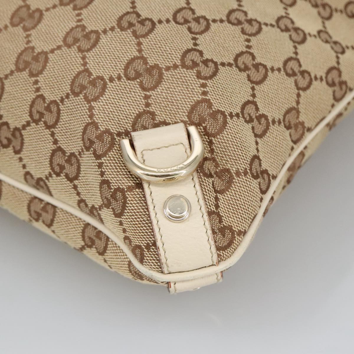 GUCCI GG Canvas Shoulder Bag Beige Gold 131326 Auth 100719