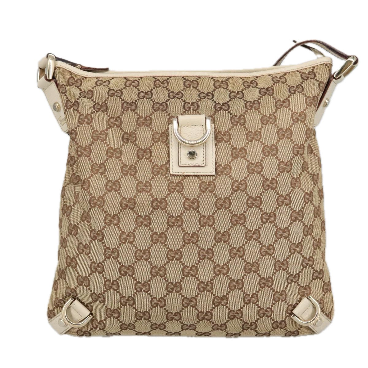 GUCCI GG Canvas Shoulder Bag Beige Gold 131326 Auth 100719