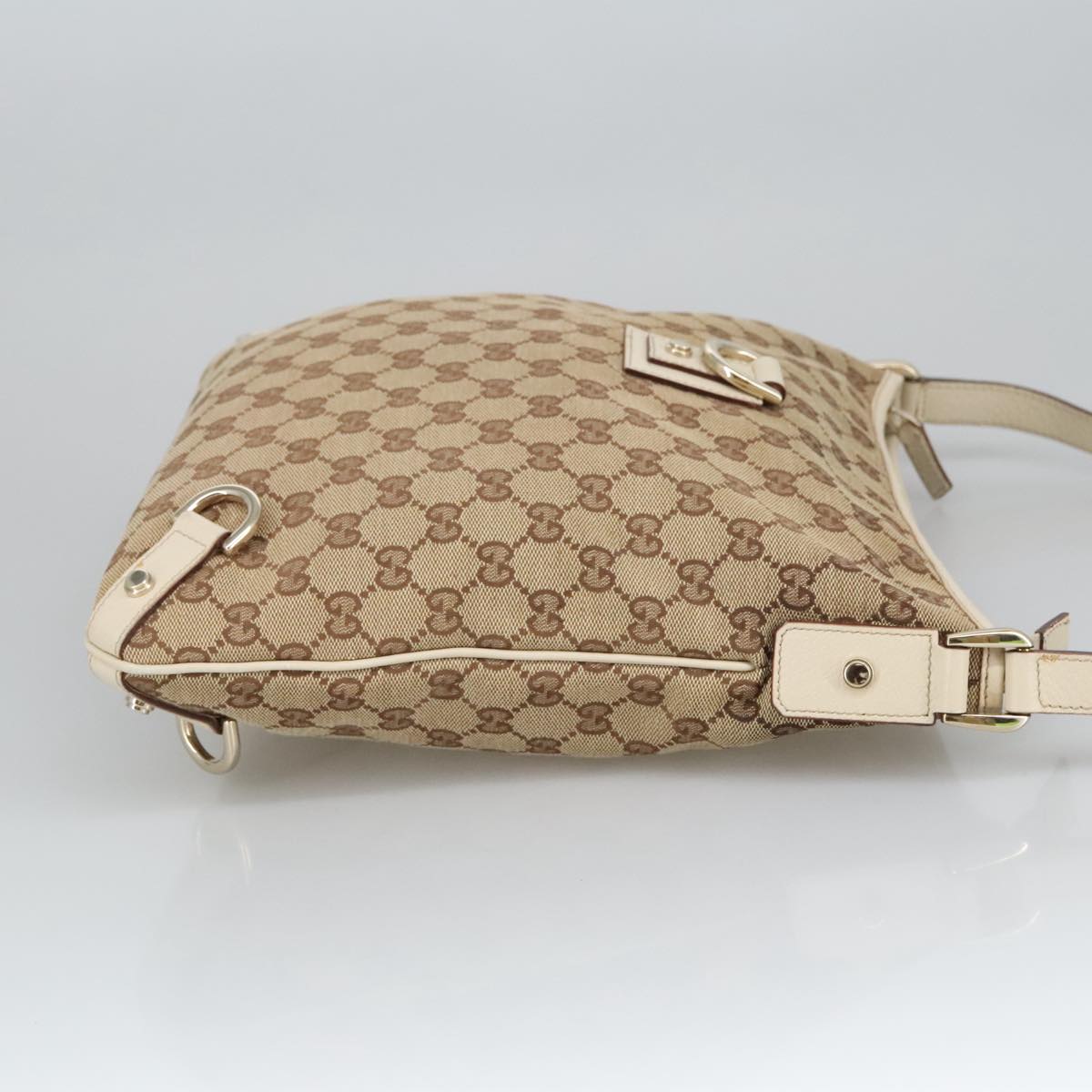 GUCCI GG Canvas Shoulder Bag Beige Gold 131326 Auth 100719