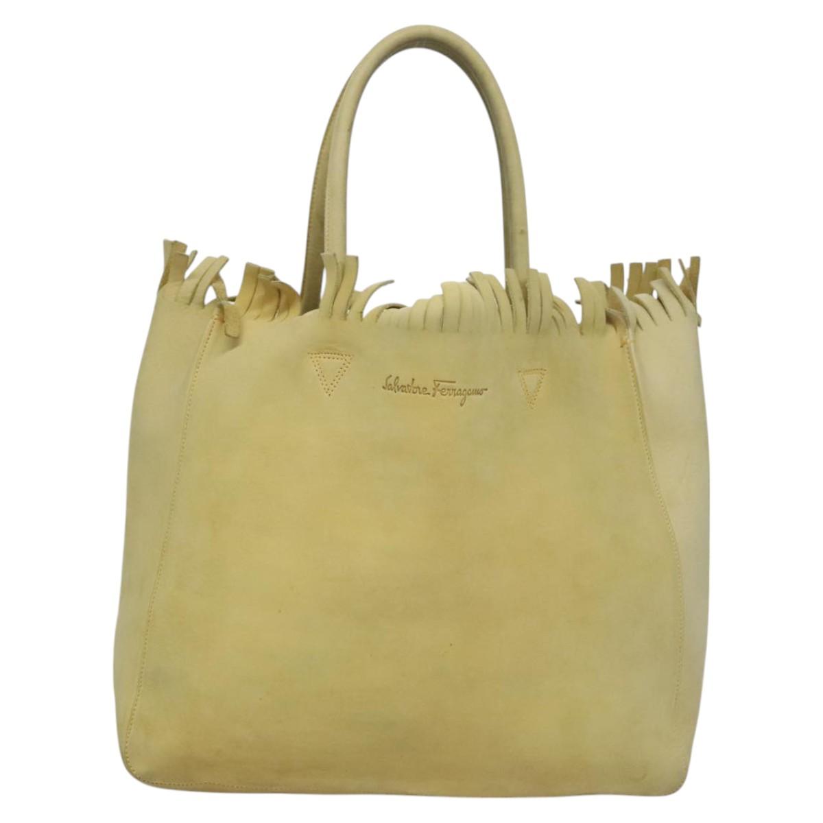 Salvatore Ferragamo Shoulder Bag Suede Yellow Auth 100746