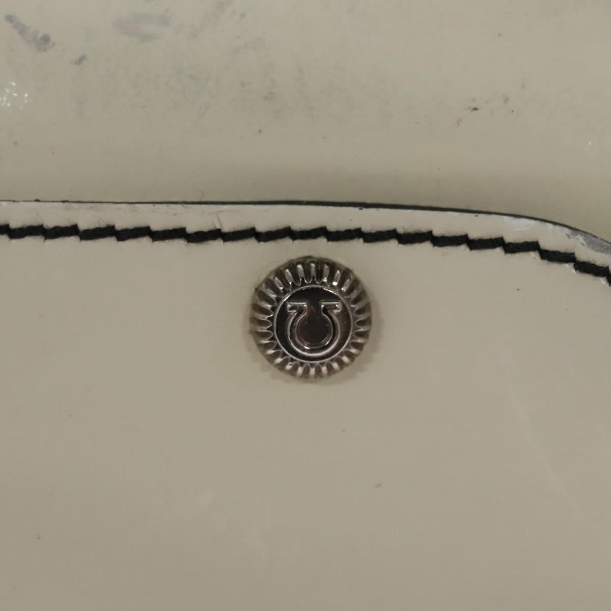 Salvatore Ferragamo Shoulder Bag Enamel White Auth 100748