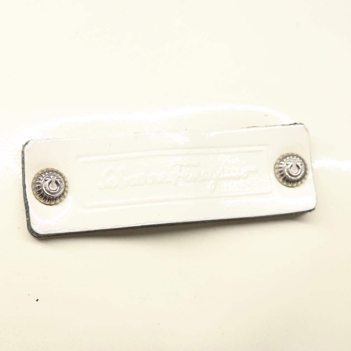 Salvatore Ferragamo Shoulder Bag Enamel White Auth 100748