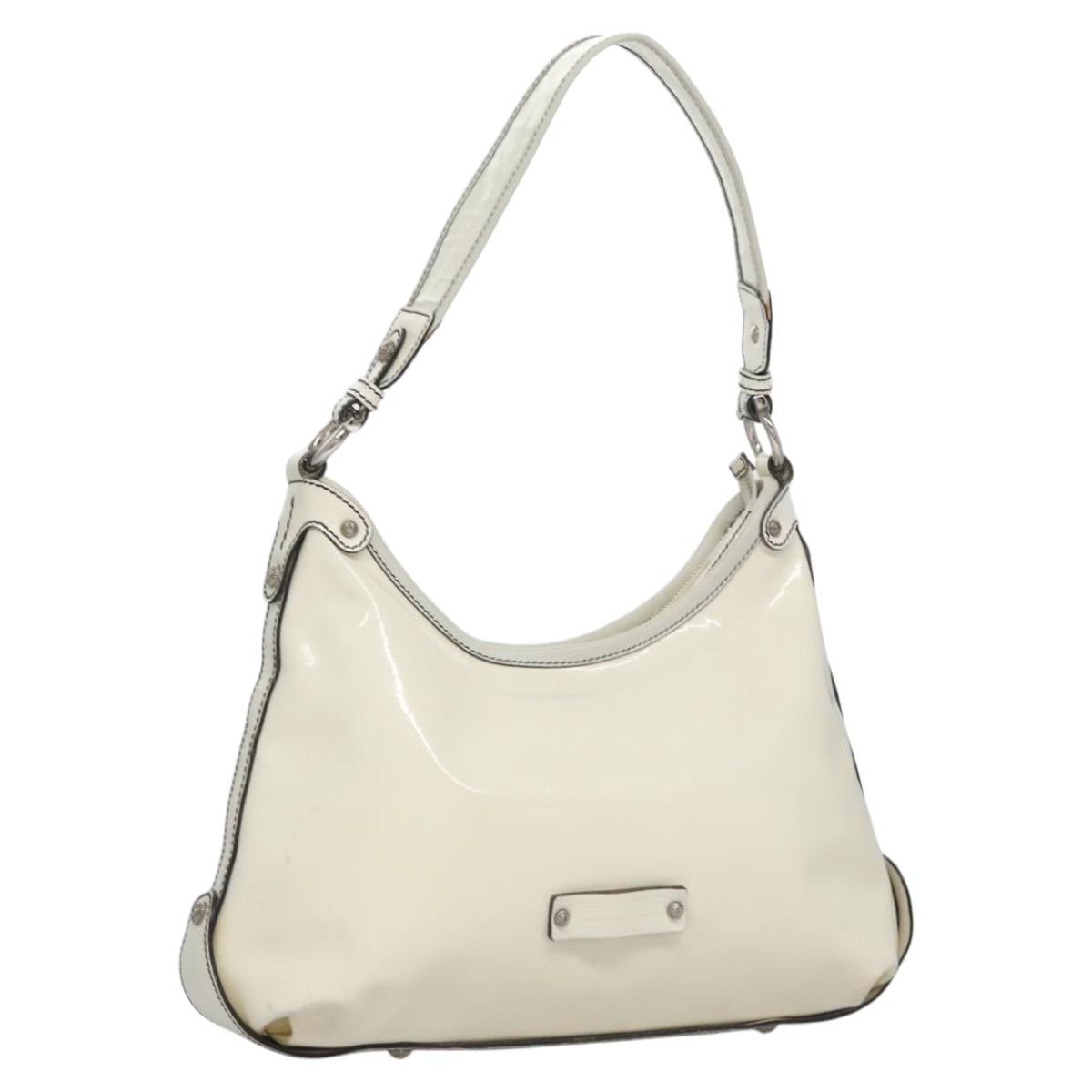Salvatore Ferragamo Shoulder Bag Enamel White Auth 100748