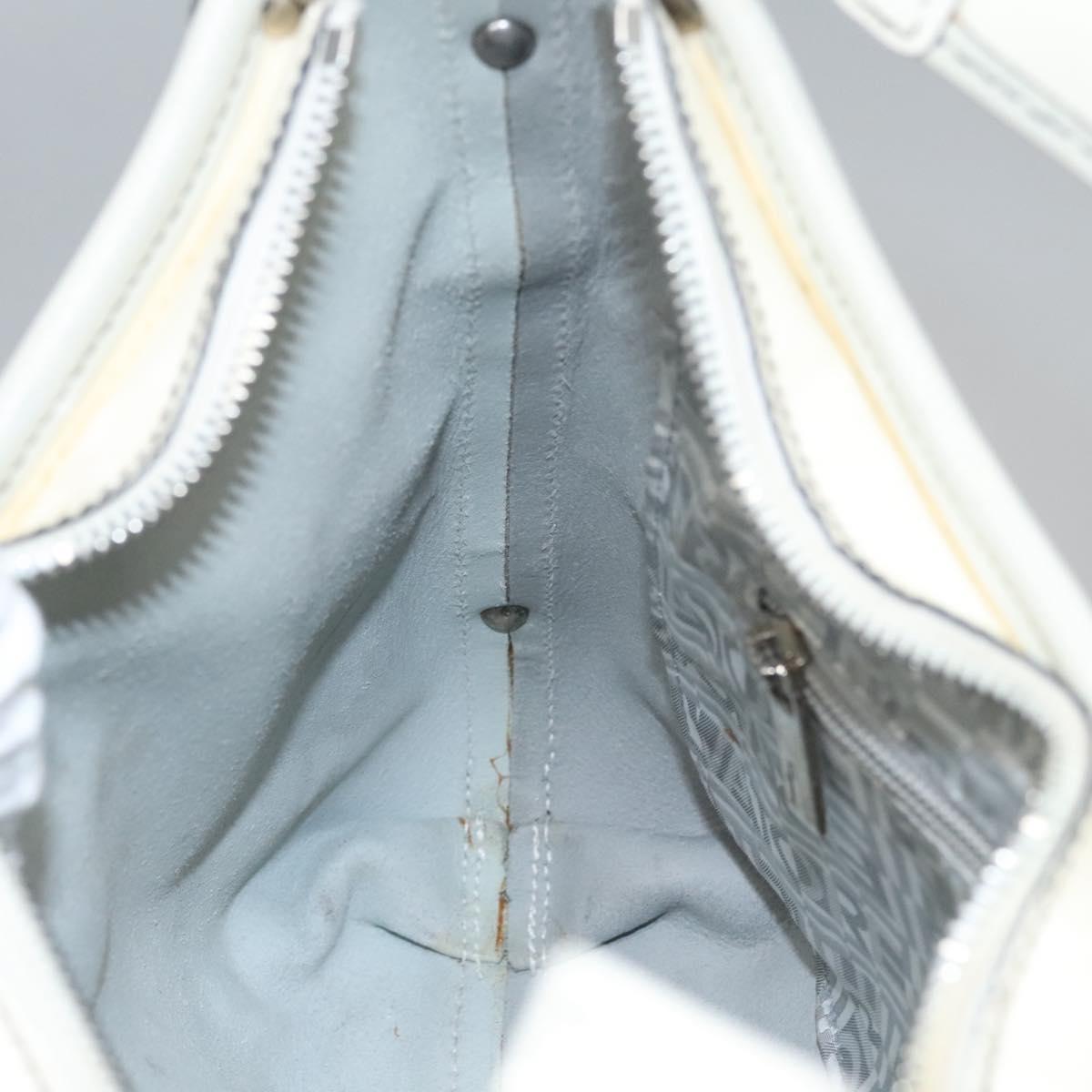 Salvatore Ferragamo Shoulder Bag Enamel White Auth 100748