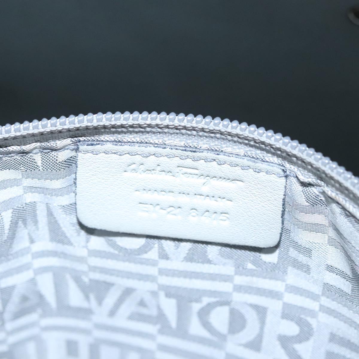 Salvatore Ferragamo Shoulder Bag Enamel White Auth 100748