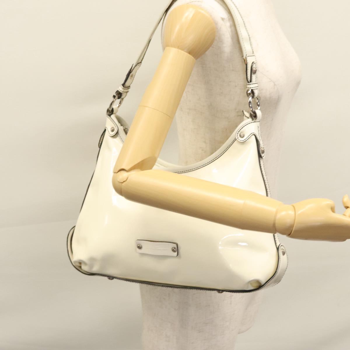 Salvatore Ferragamo Shoulder Bag Enamel White Auth 100748