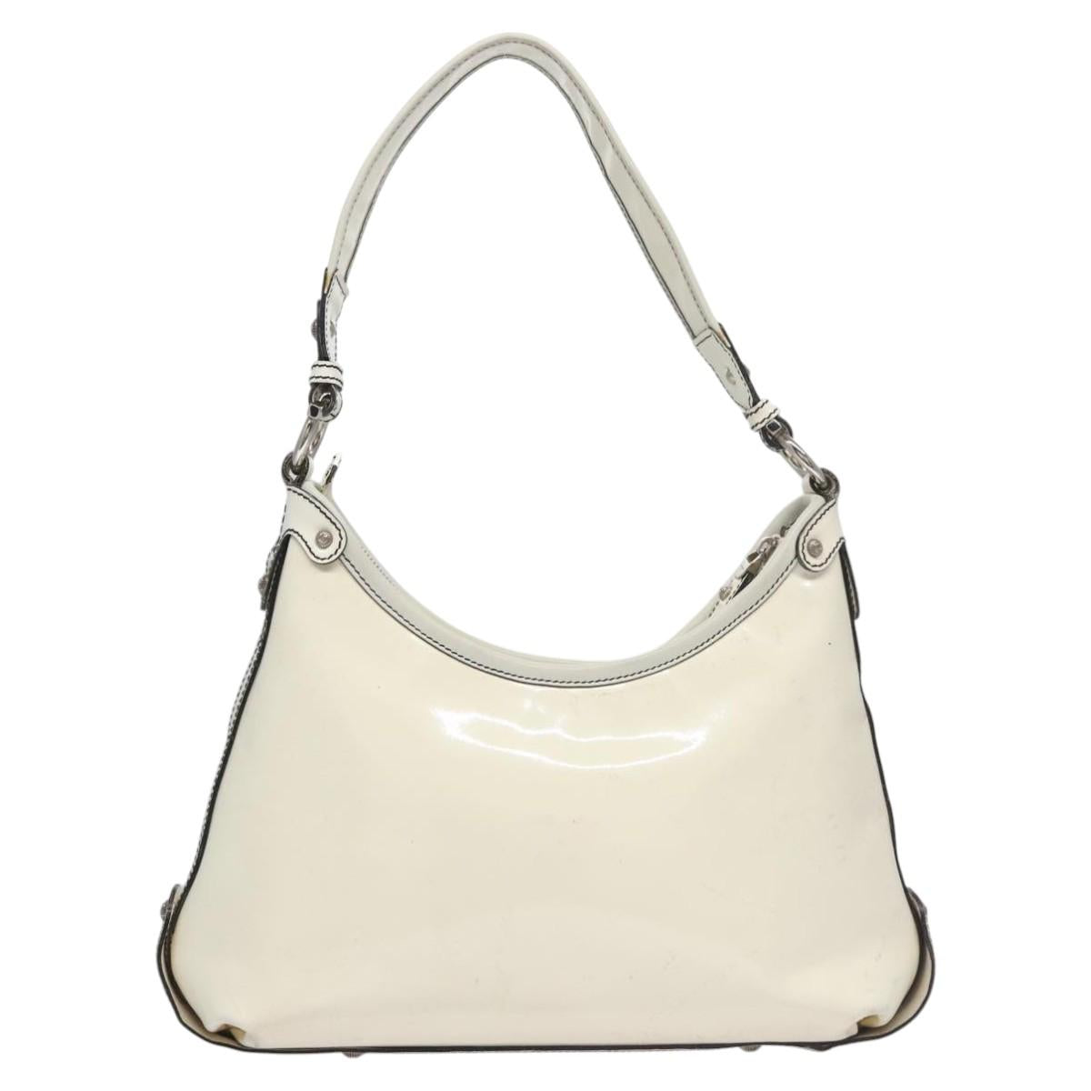 Salvatore Ferragamo Shoulder Bag Enamel White Auth 100748