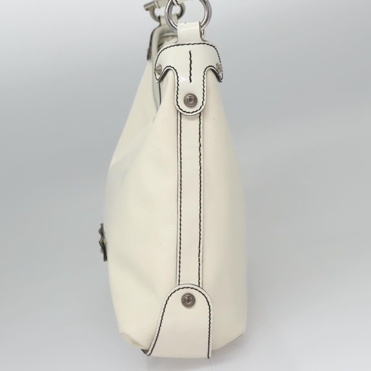 Salvatore Ferragamo Shoulder Bag Enamel White Auth 100748