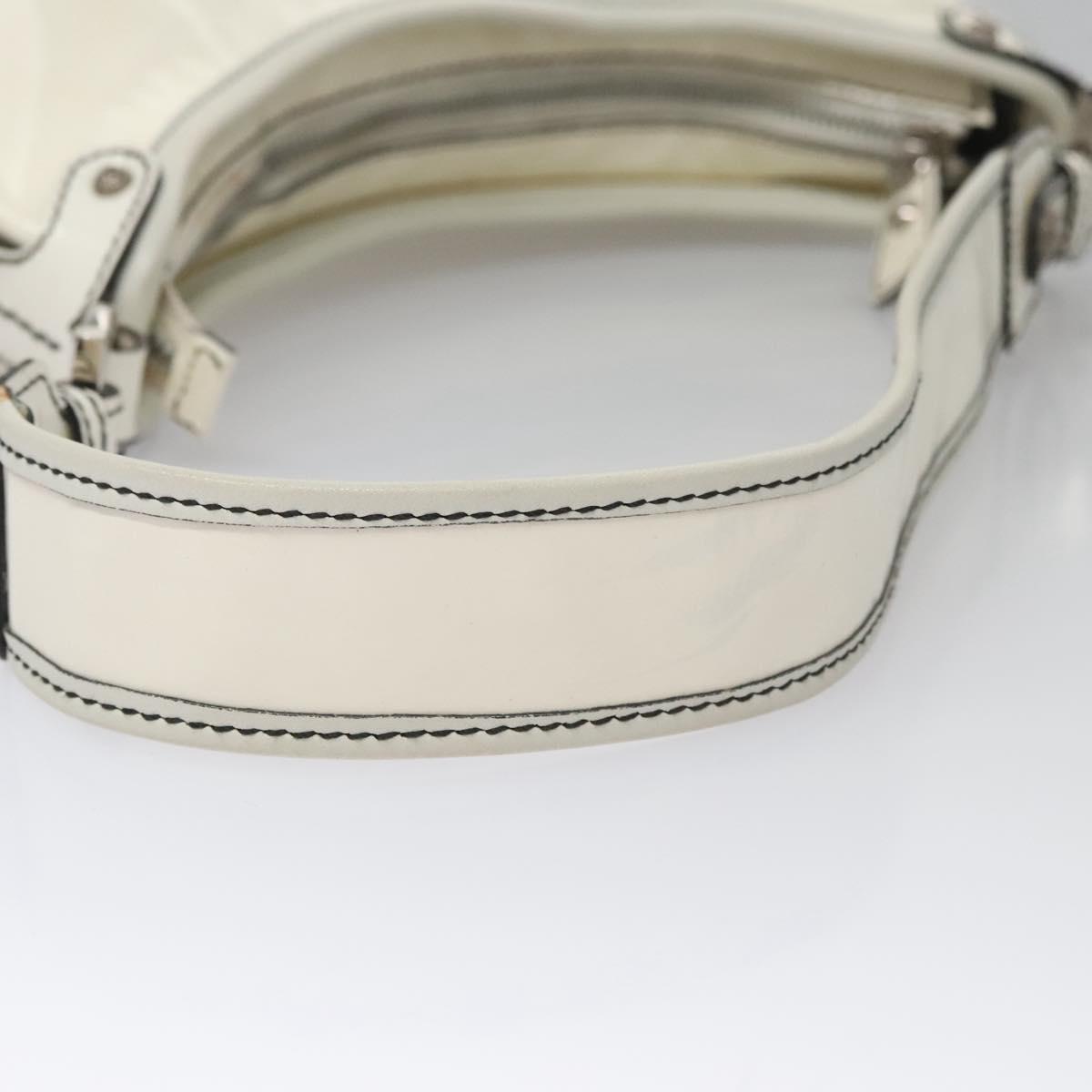 Salvatore Ferragamo Shoulder Bag Enamel White Auth 100748