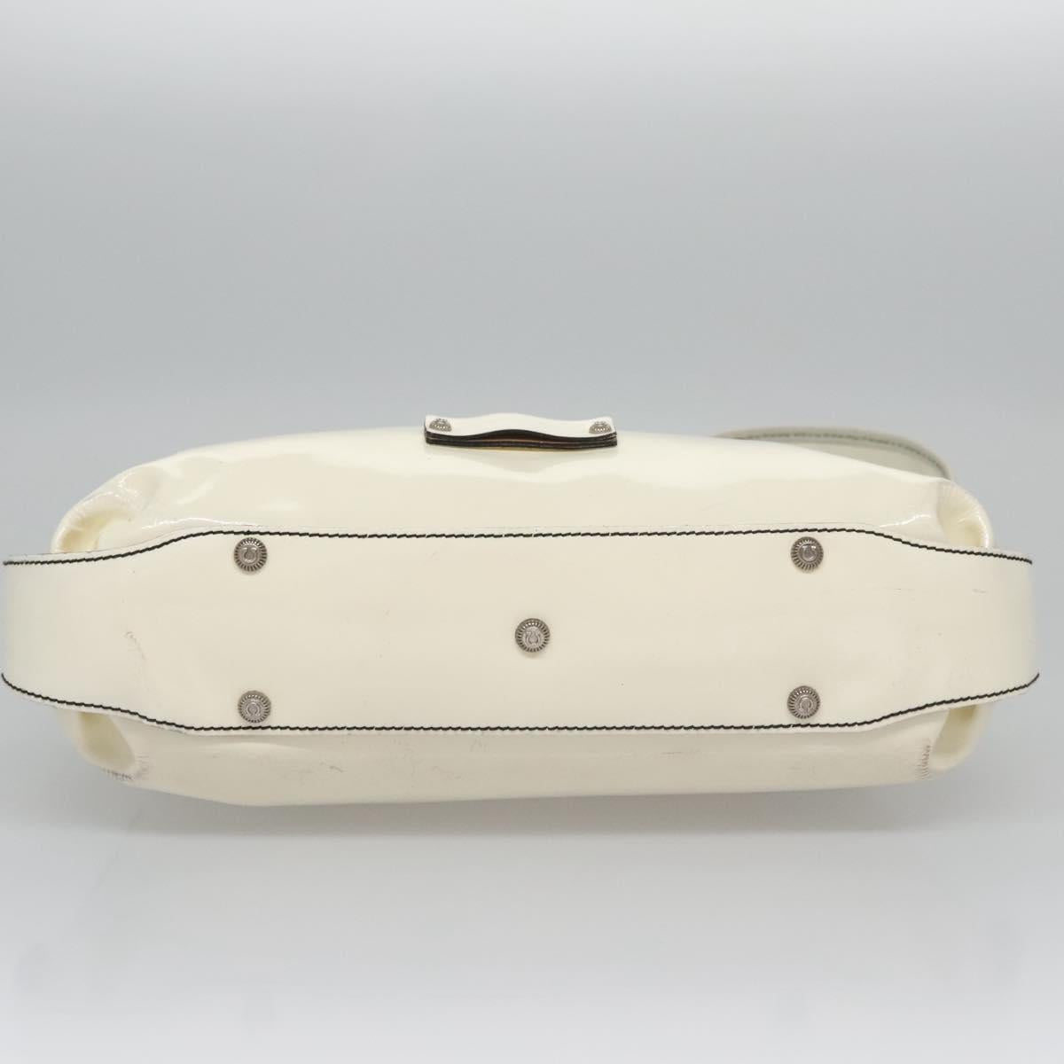 Salvatore Ferragamo Shoulder Bag Enamel White Auth 100748