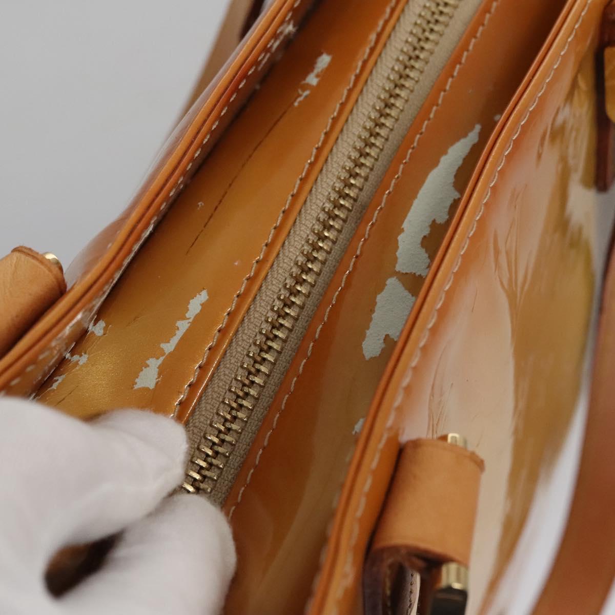 LOUIS VUITTON Monogram Vernis Columbus Tote Bag Beige M91023 LV Auth 100753