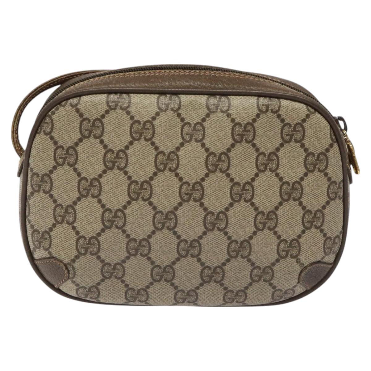 GUCCI GG Supreme Web Sherry Line Shoulder Bag PVC Beige Red Green Auth 100756