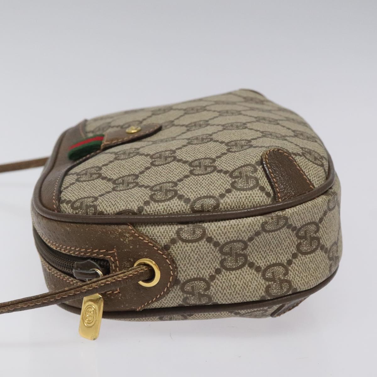 GUCCI GG Supreme Web Sherry Line Shoulder Bag PVC Beige Red Green Auth 100756