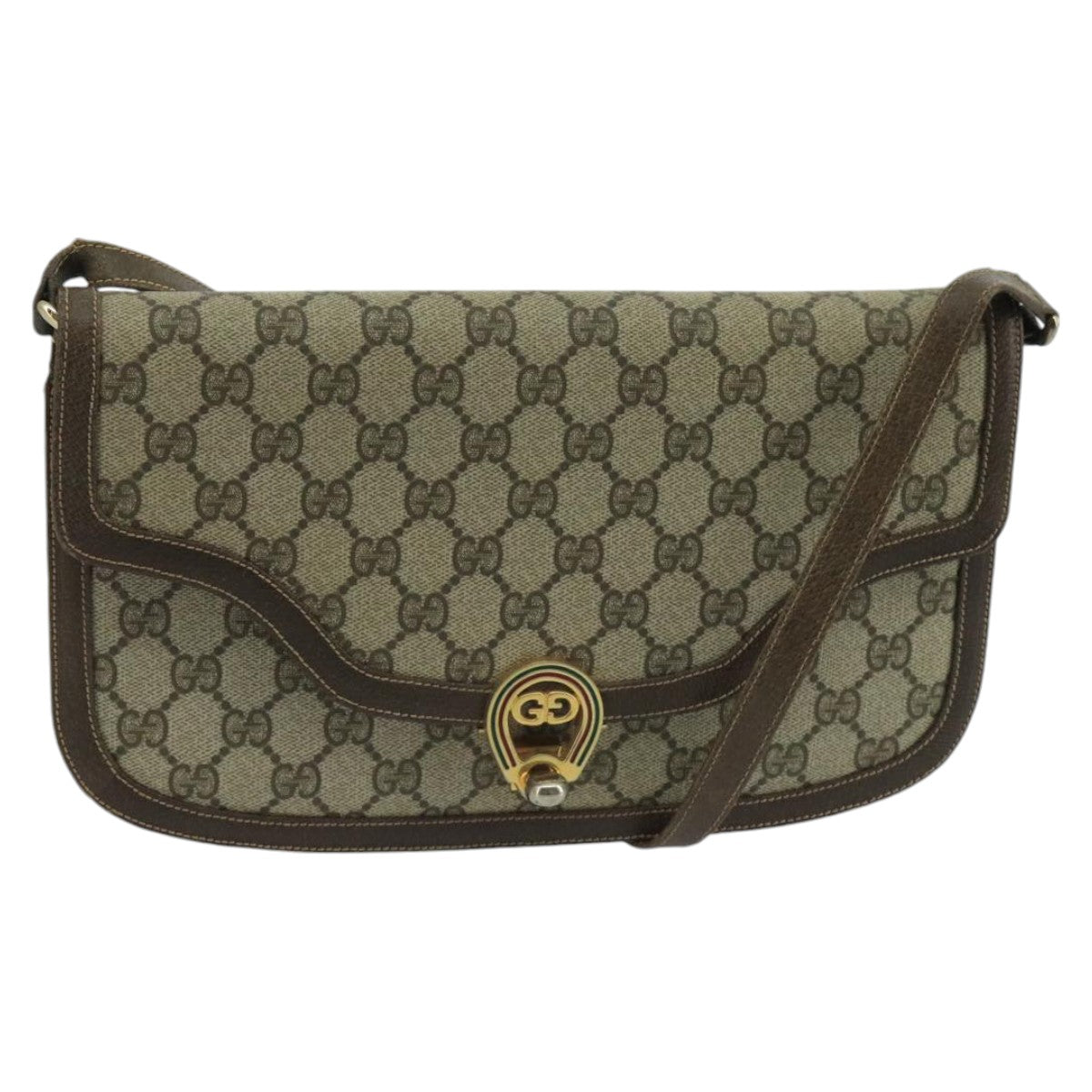 GUCCI GG Supreme Shoulder Bag PVC Beige Auth 100761