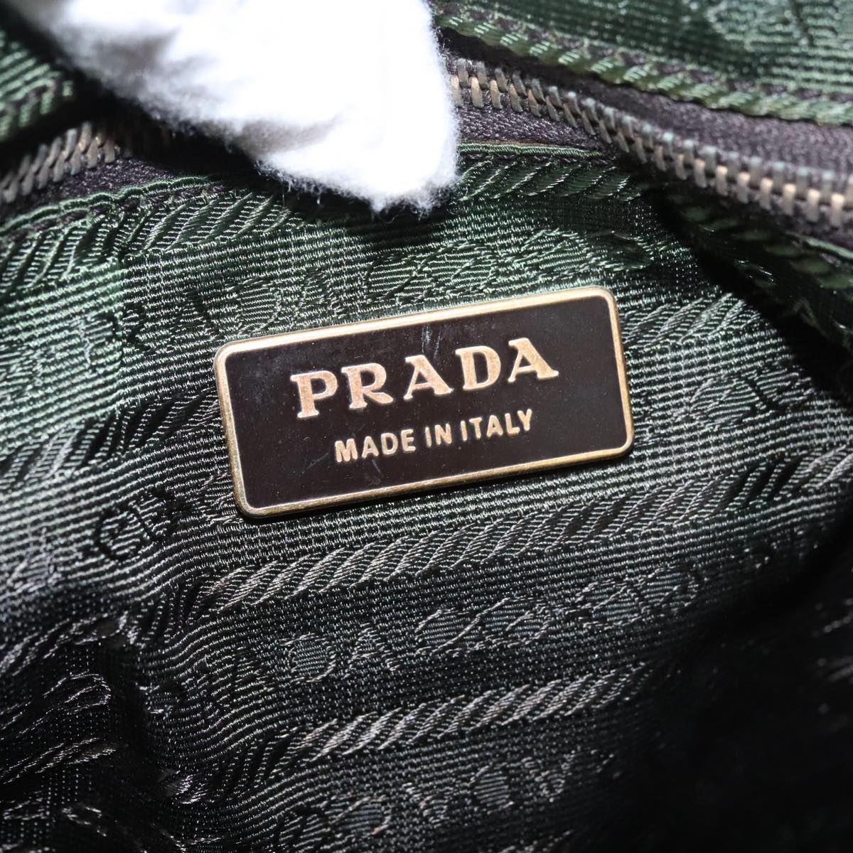 PRADA Shoulder Bag Nylon Leather Brown Auth 100775