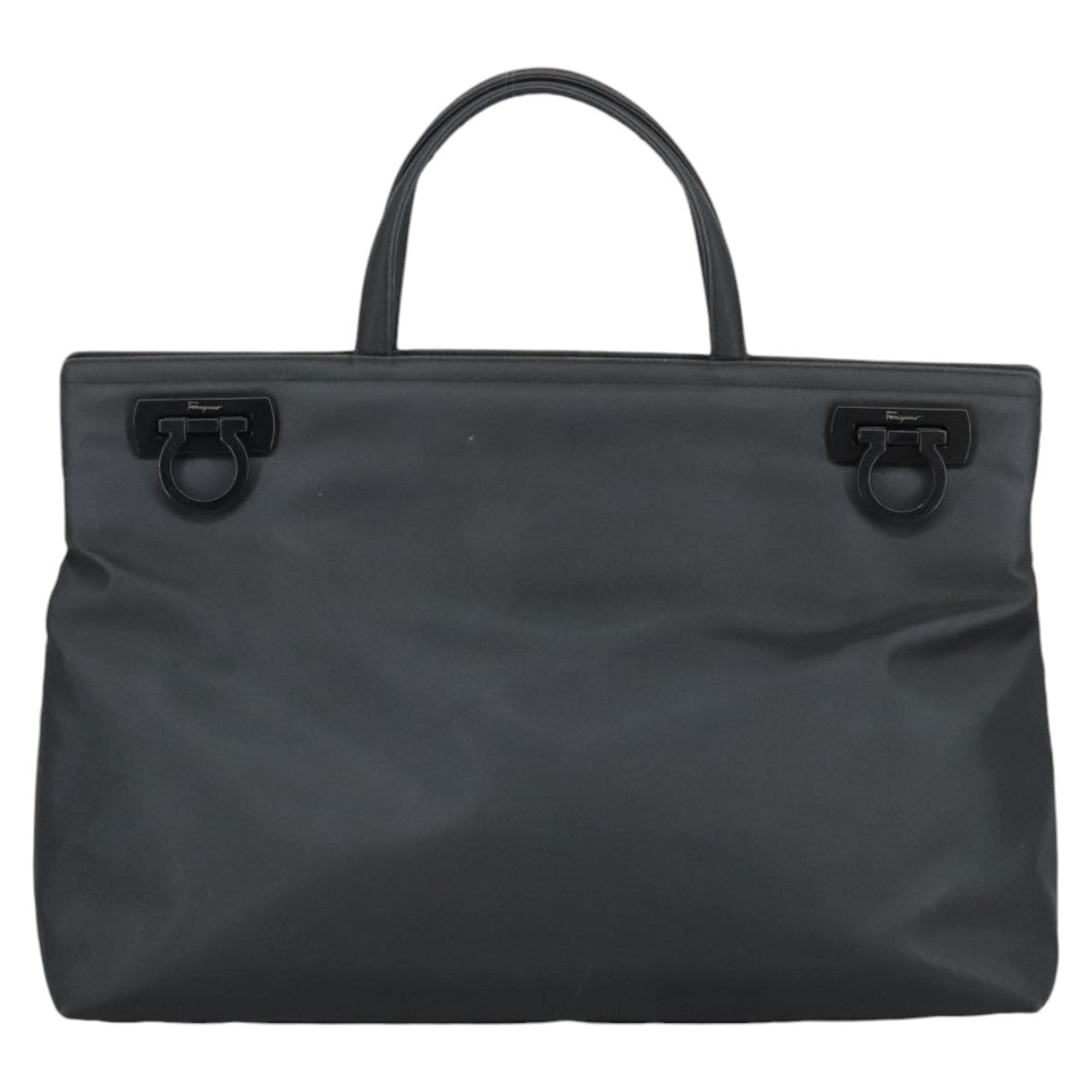 Salvatore Ferragamo Gancini Hand Bag Nylon Black Auth 100784