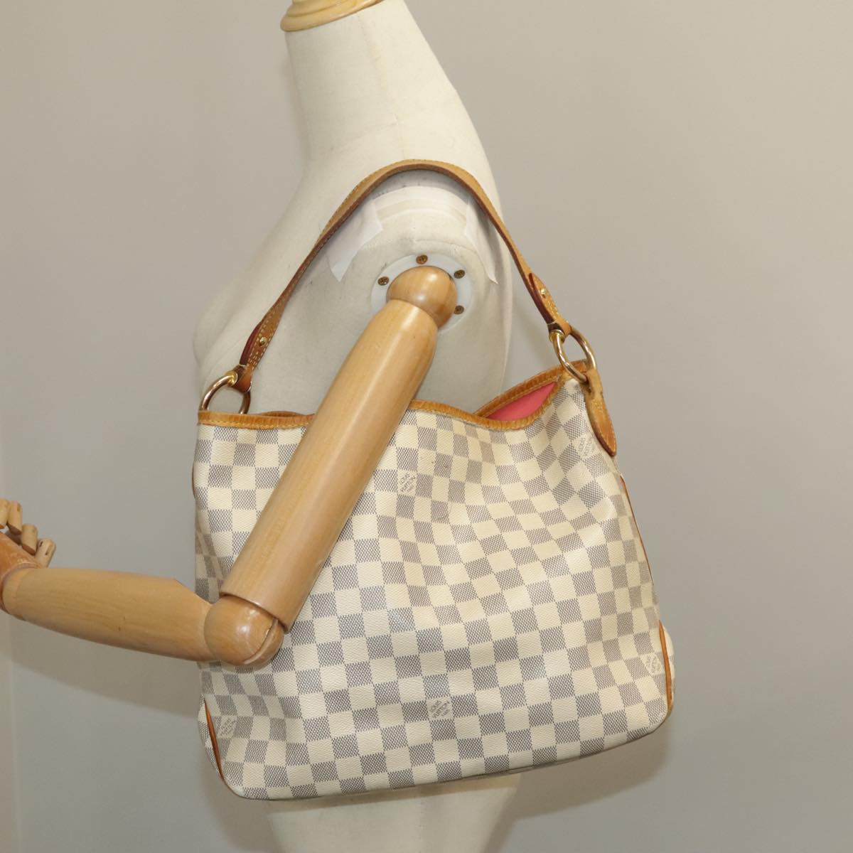 LOUIS VUITTON Damier Azur Delightful MM Shoulder Bag N41448 LV Auth 100836