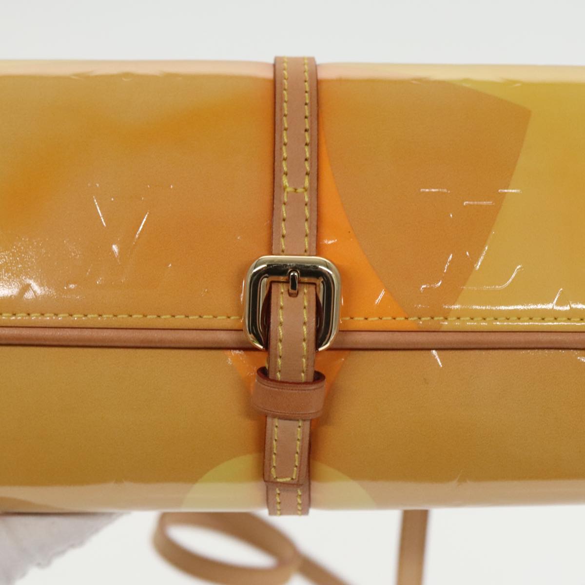 LOUIS VUITTON Monogram Vernis Pochette Fleur Bag Yellow M91118 LV Auth 100844