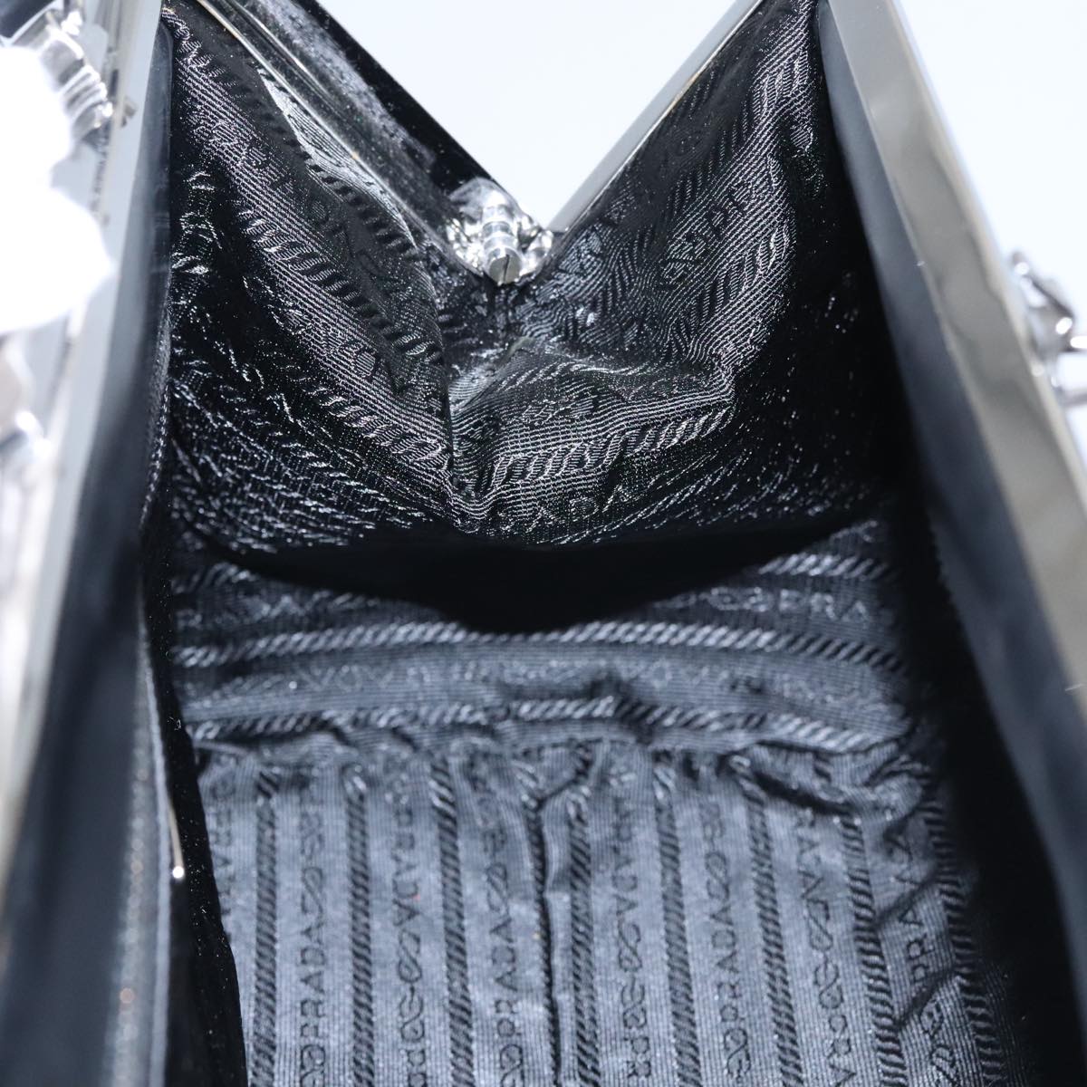 PRADA Hand Bag Leather Black Auth 100868