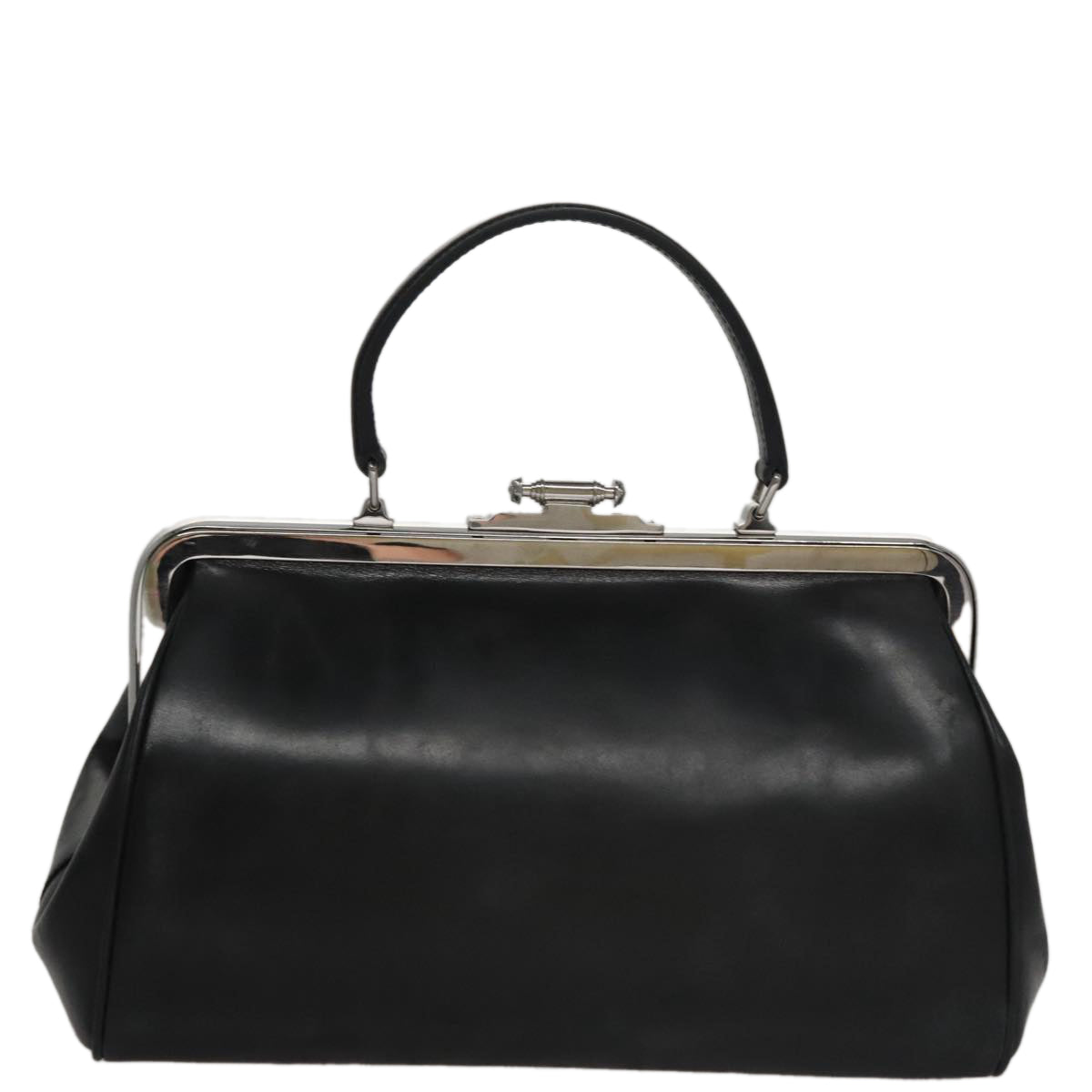 PRADA Hand Bag Leather Black Auth 100868