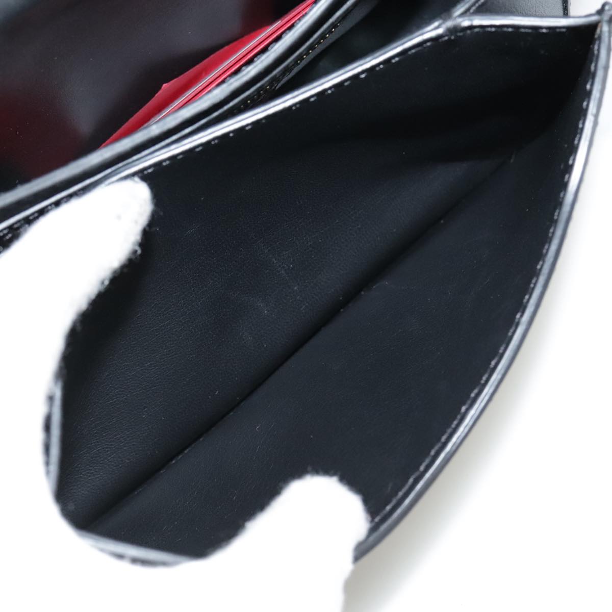 VALENTINO Chain Shoulder Bag Leather Black Gold Auth 100869