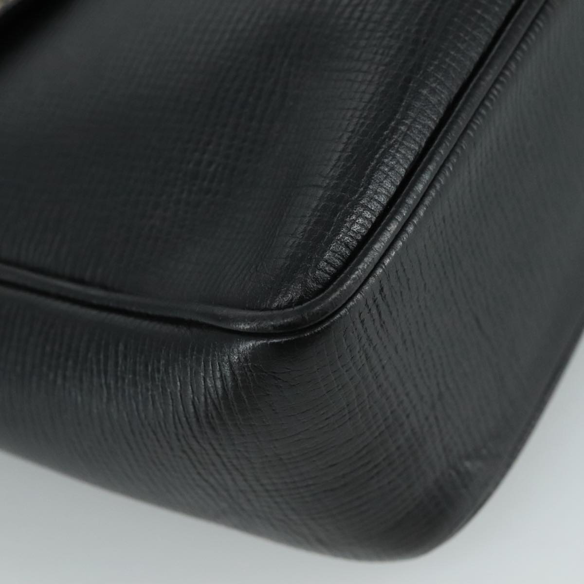 CELINE Shoulder Bag Leather Black Gold Auth 100870