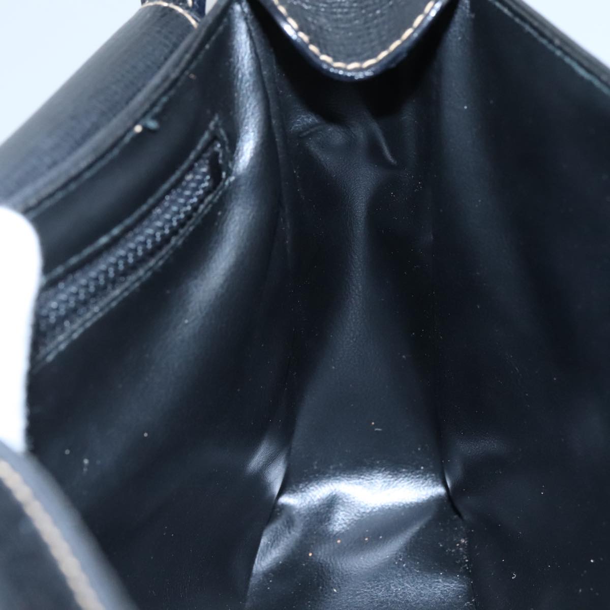 CELINE Shoulder Bag Leather Black Gold Auth 100870