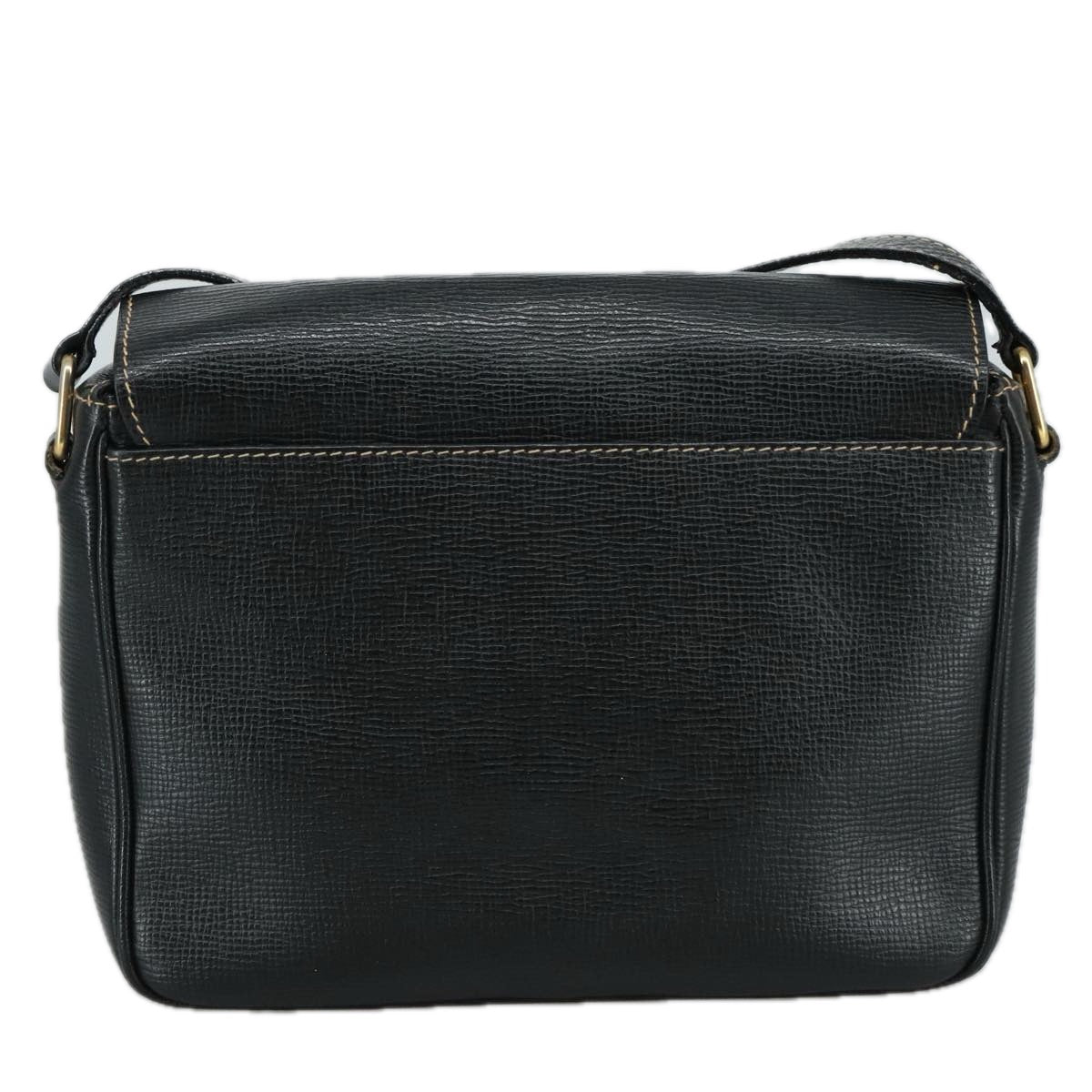 CELINE Shoulder Bag Leather Black Gold Auth 100870