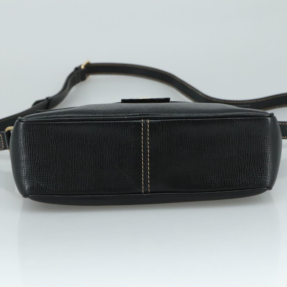CELINE Shoulder Bag Leather Black Gold Auth 100870