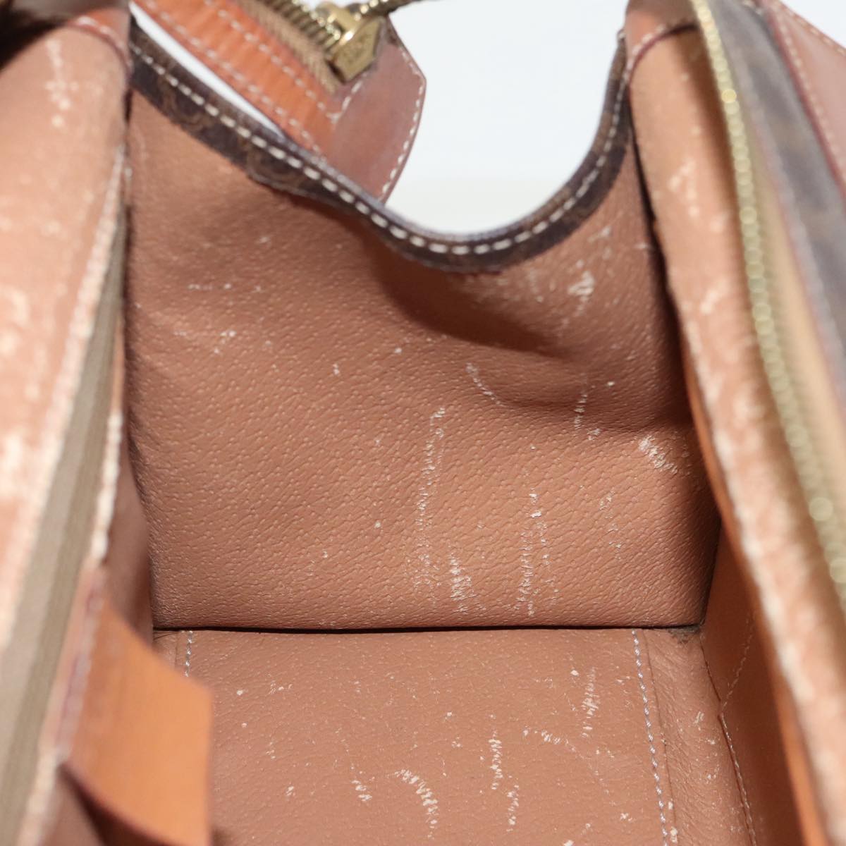 CELINE Macadam Canvas Hand Bag PVC Leather Brown Gold Auth 100885