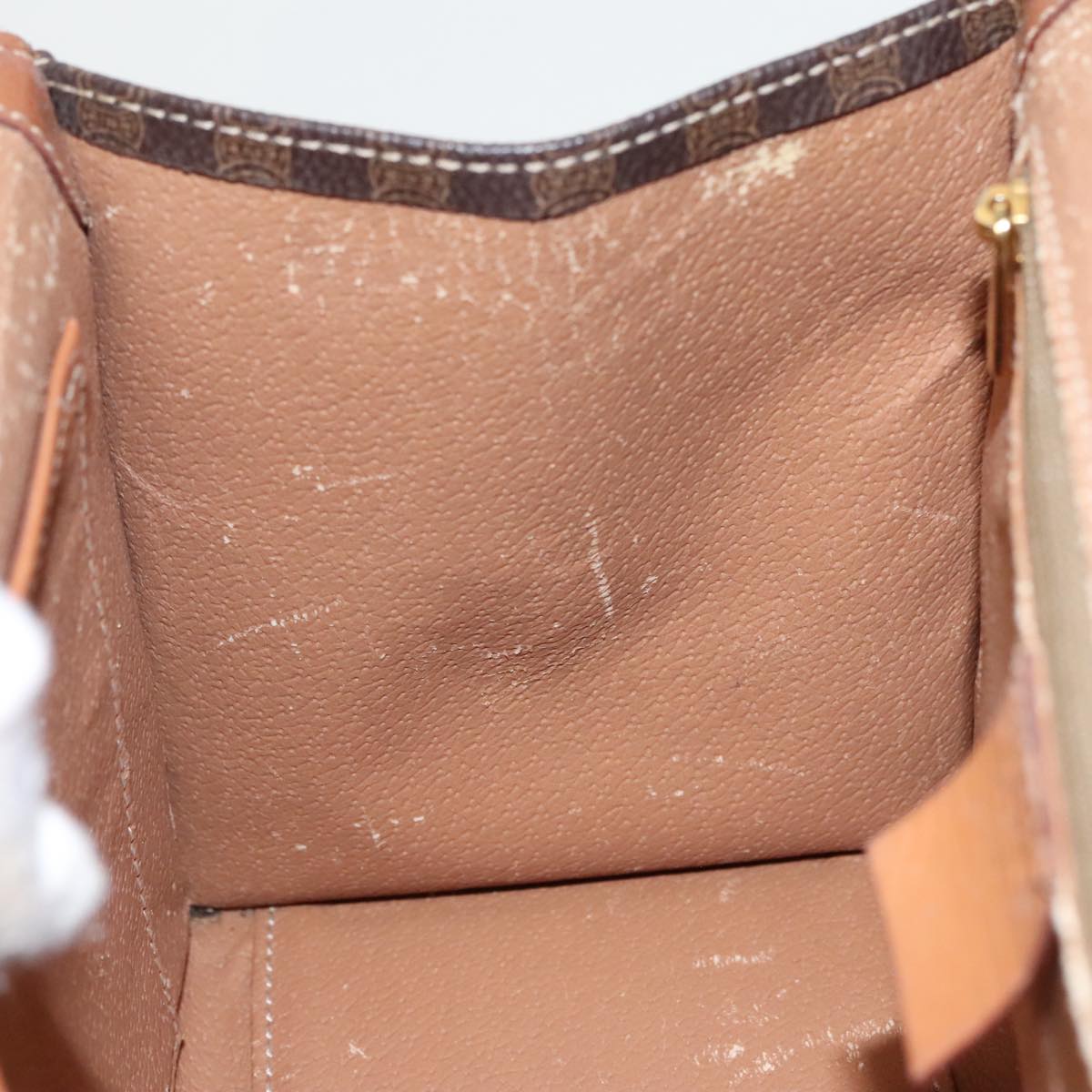 CELINE Macadam Canvas Hand Bag PVC Leather Brown Gold Auth 100885